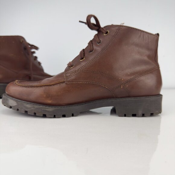 COLORADO Brown Leather Moc-Toe Lug Sole Lace‎ Up Ankle Boots Size 7M - Picture 7 of 10